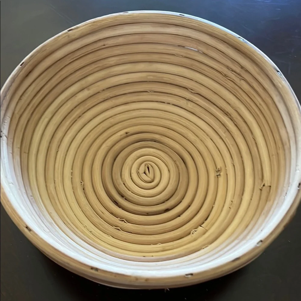 Handcrafted Wooden Cookware: Vintage Rolling Pin & Spiral Bread Proofing Basket